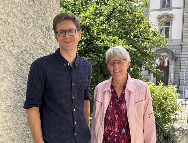 Dave Heinzer (Grüne) und Elsbeth Anderegg Marty (SP)